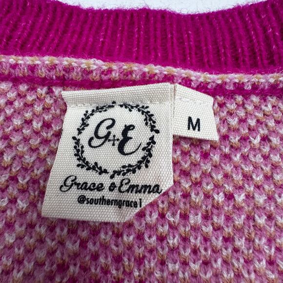 Grace & Emma Floral Retro Vibes Daisy Knit V-Neck Pullover Sweater Women's M - Picture 5 of 7